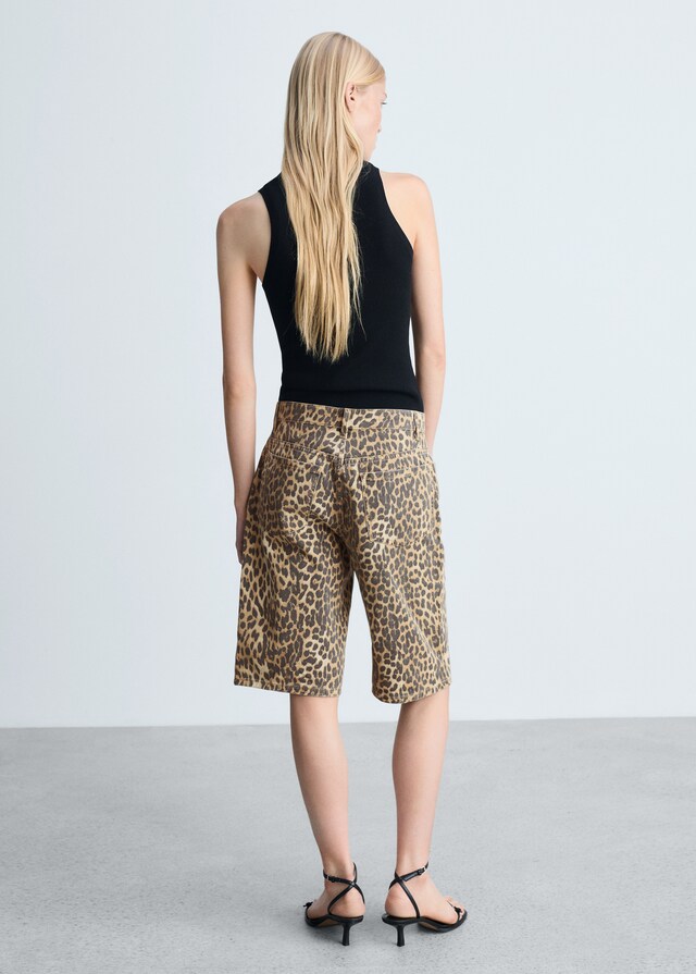 Mango Bermudashorts mit hoher Taille und Leopardenmuster Lagerräumung