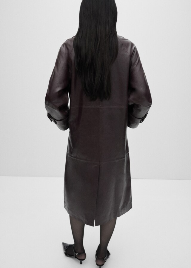 Mango Oversized-Mantel aus 100 % Leder Verkauf