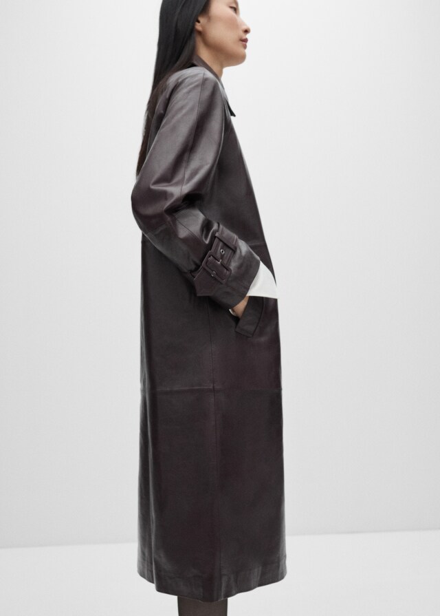 Mango Oversized-Mantel aus 100 % Leder Verkauf