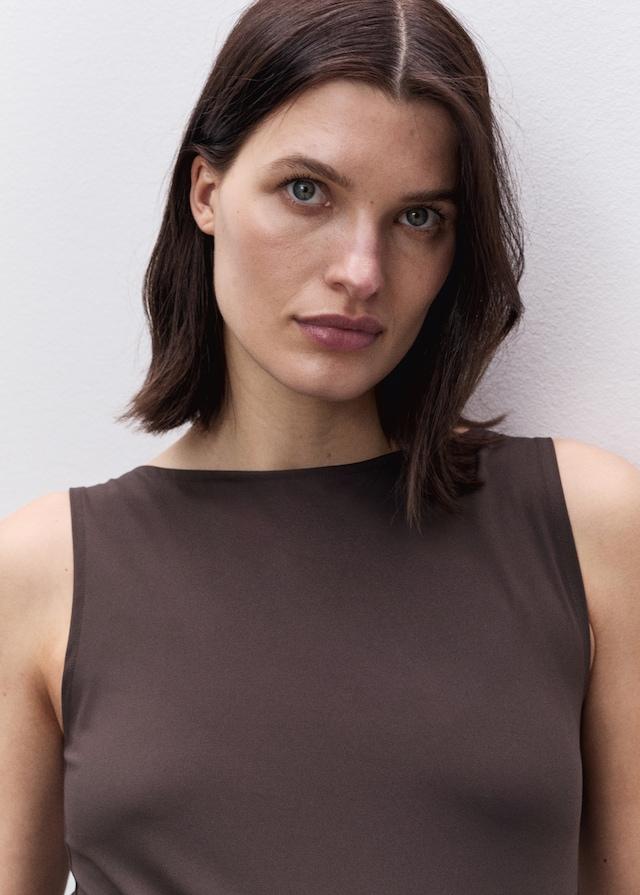 Mango Gerafftes Top mit Bateau-Ausschnitt im Angebot