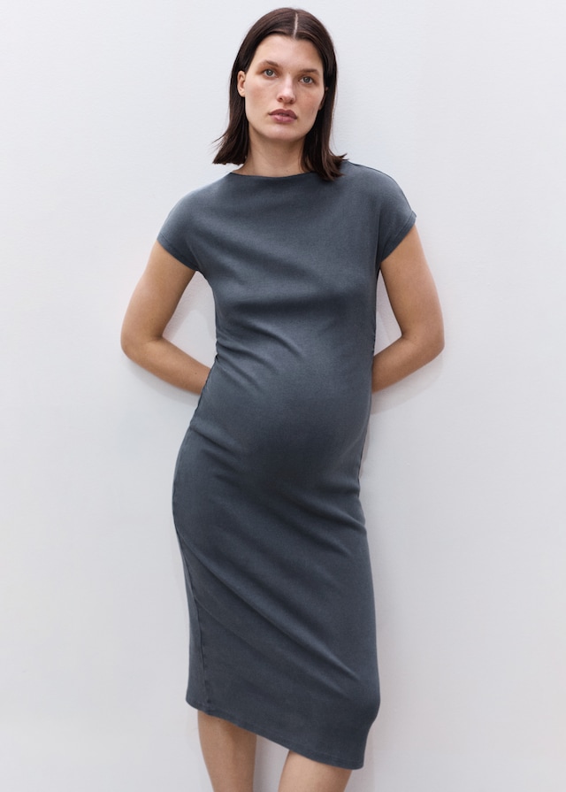 Mango Baumwollkleid mit seitlichen Raffungen Schlussverkauf