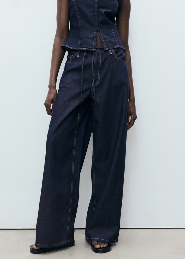 Mango Wideleg-Jeanshose mit Gürtel
