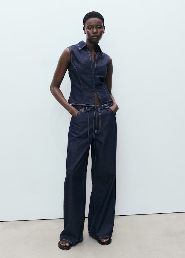 Mango Wideleg-Jeanshose mit Gürtel Rabatt