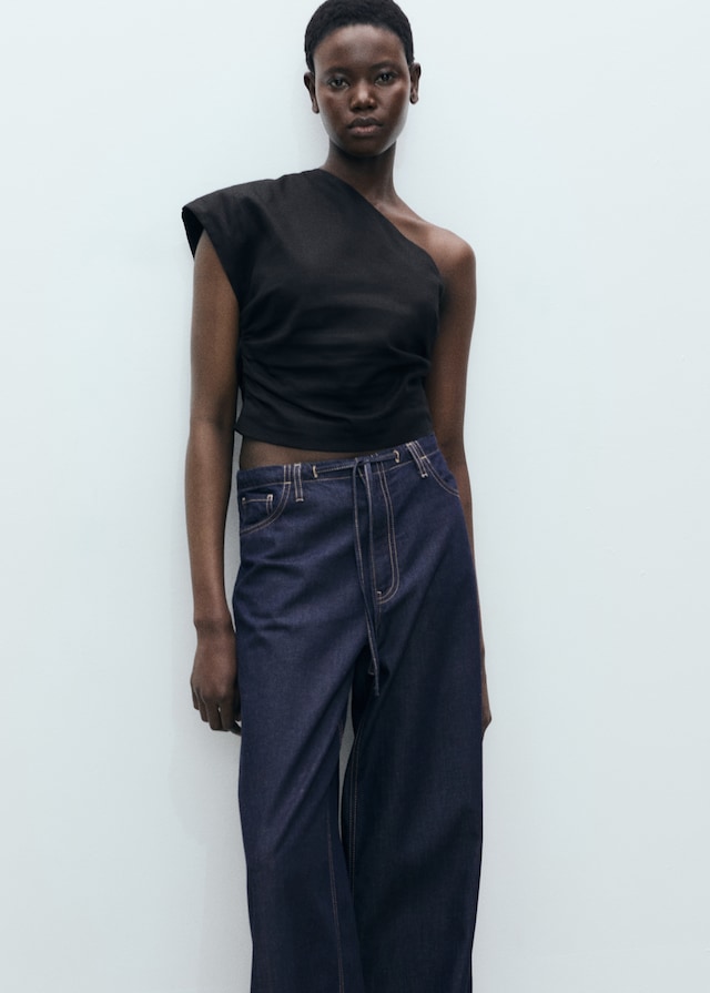 Mango Wideleg-Jeanshose mit Gürtel Rabatt