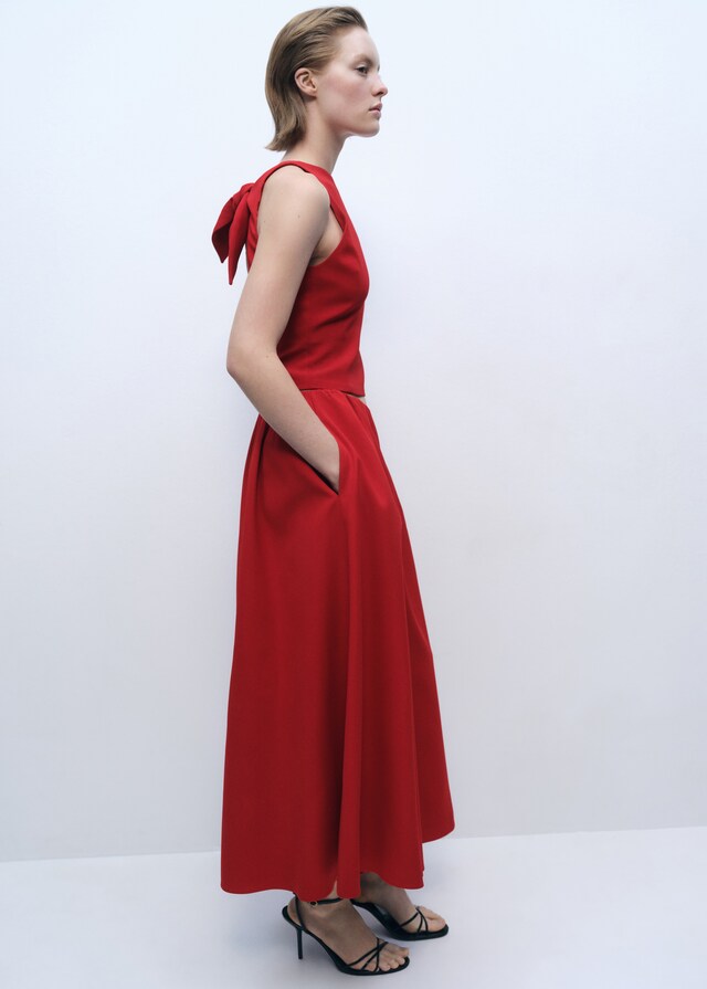 Mango Langer Rock mit geraffter Taille Vatertagsangebot