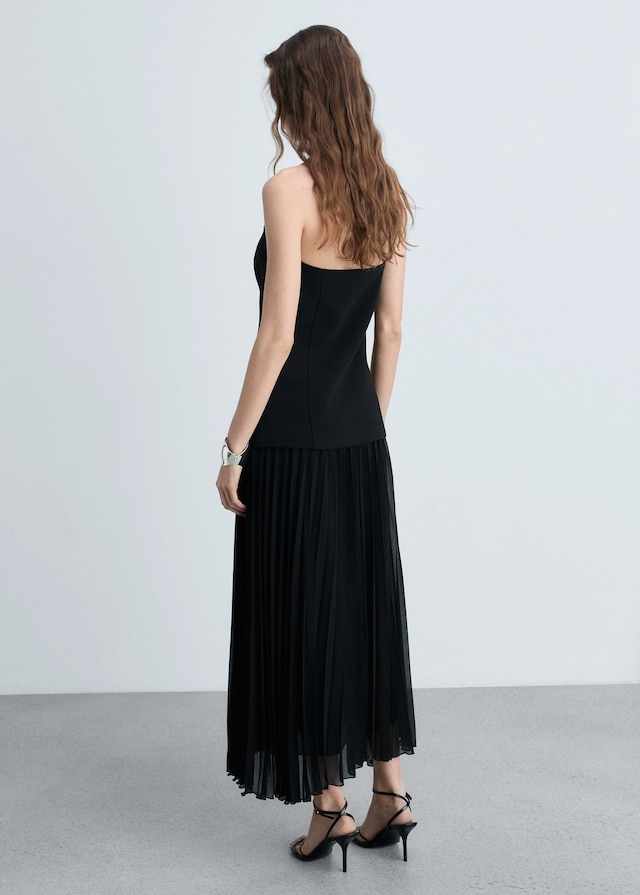 Mango Schulterfreies Kleid im Kontrastdesign Online Outlet