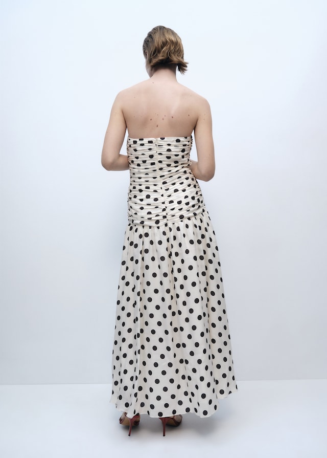 Mango Polka-Dots-Kleid mit drapiertem Oberteil Exklusive Angebote