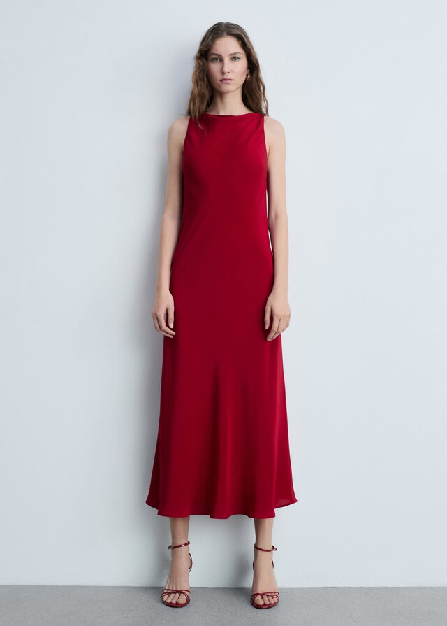 Mango Satiniertes Midi-Kleid Große Rabatte