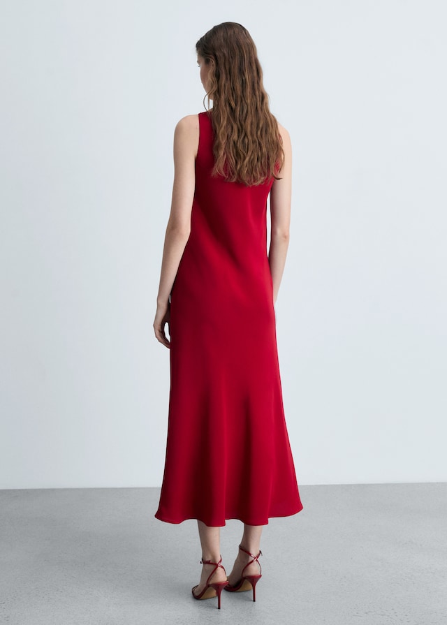 Mango Satiniertes Midi-Kleid Große Rabatte