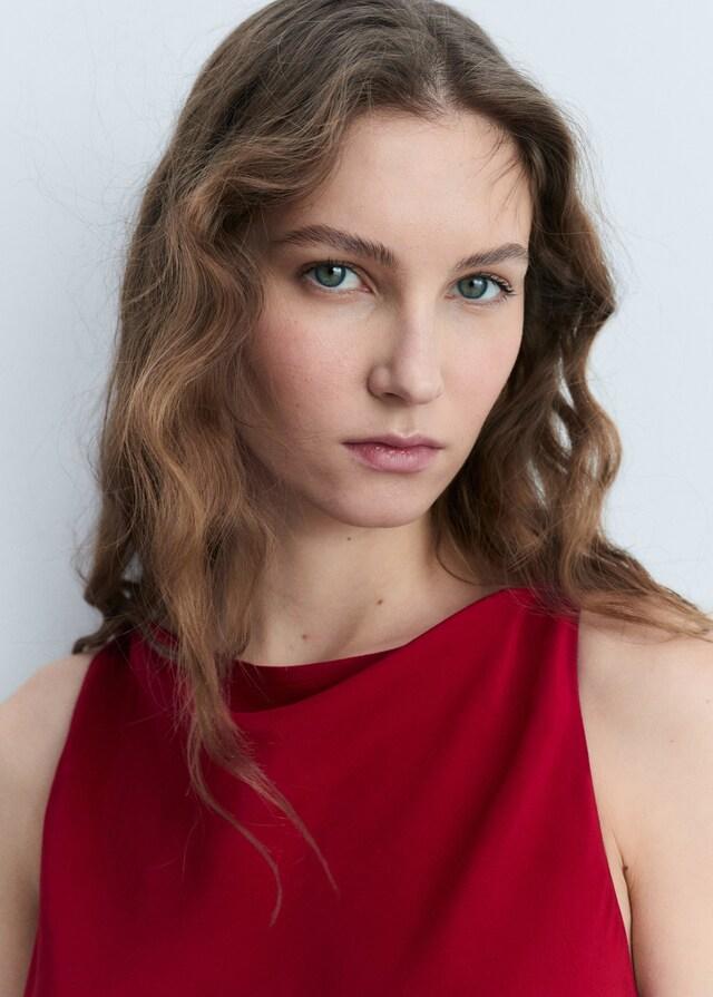 Mango Satiniertes Midi-Kleid Große Rabatte