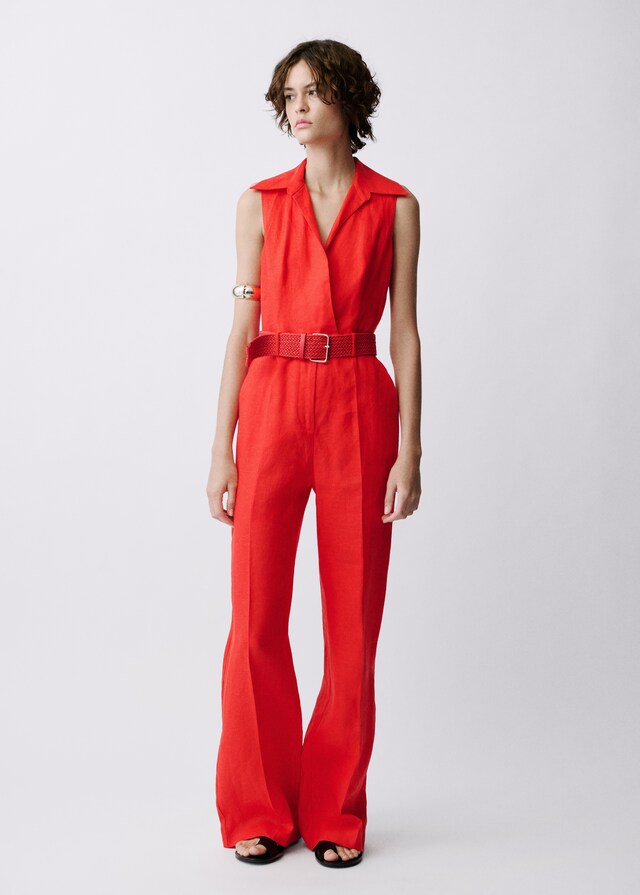 Mango Hemdblusen-Jumpsuit aus Leinen mit Gürtel Tägliche Deals