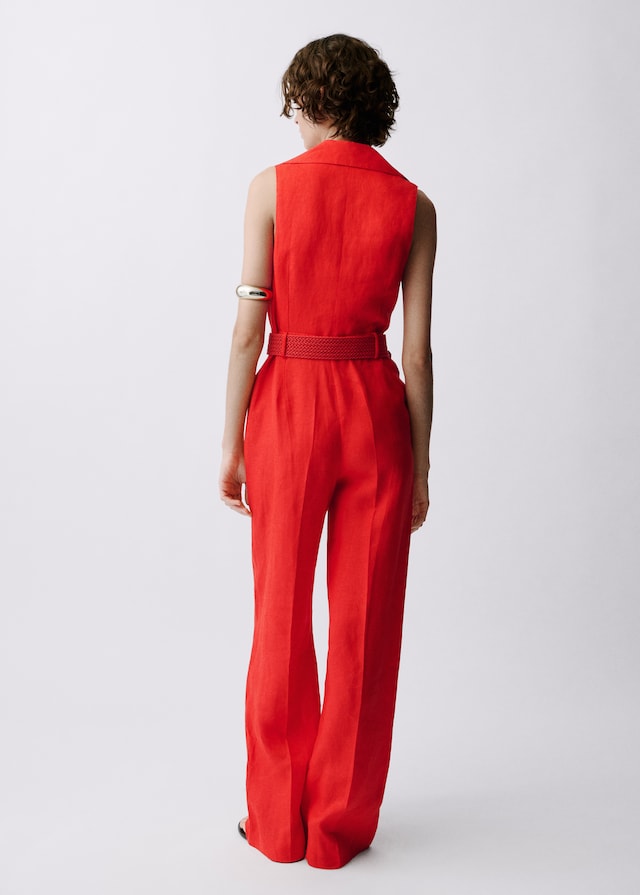 Mango Hemdblusen-Jumpsuit aus Leinen mit Gürtel Tägliche Deals