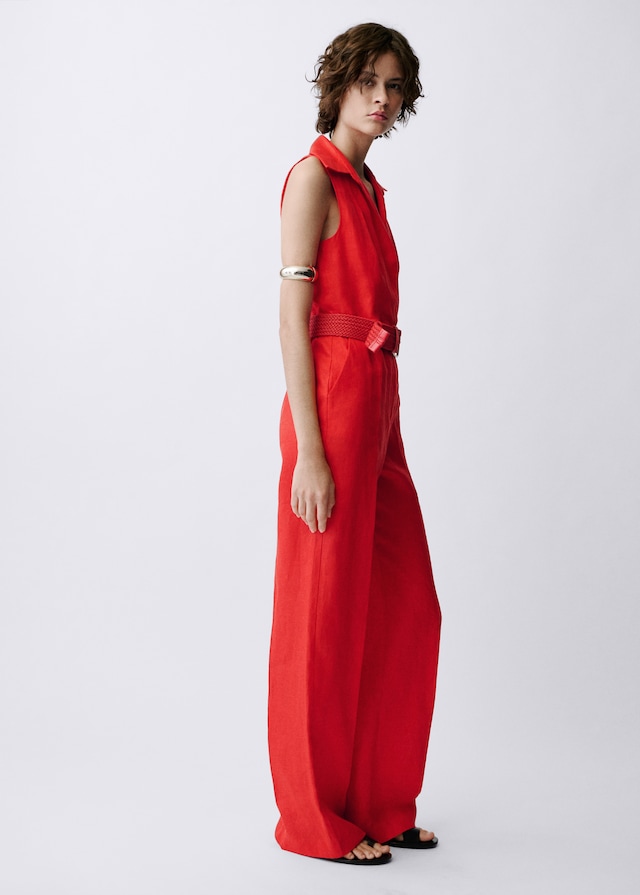 Mango Hemdblusen-Jumpsuit aus Leinen mit Gürtel Tägliche Deals