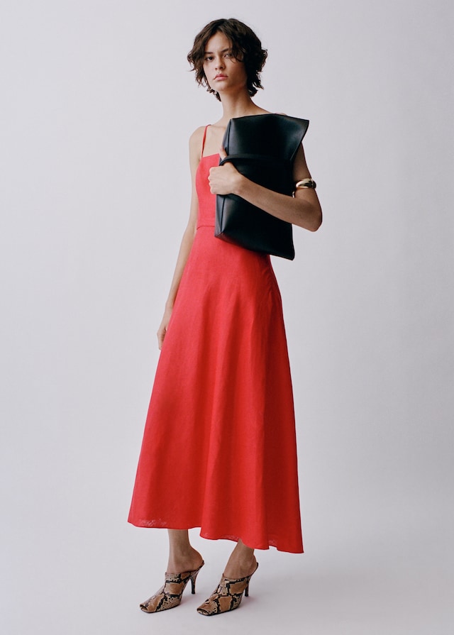 Mango Leinenkleid mit Schleife Riesige Ersparnisse