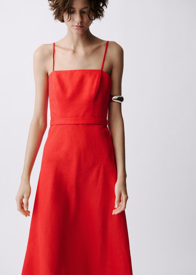 Mango Leinenkleid mit Schleife Riesige Ersparnisse