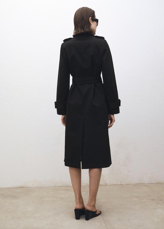 Mango Zweireihiger Baumwoll-Trenchcoat Sonderangebot der Fabrik