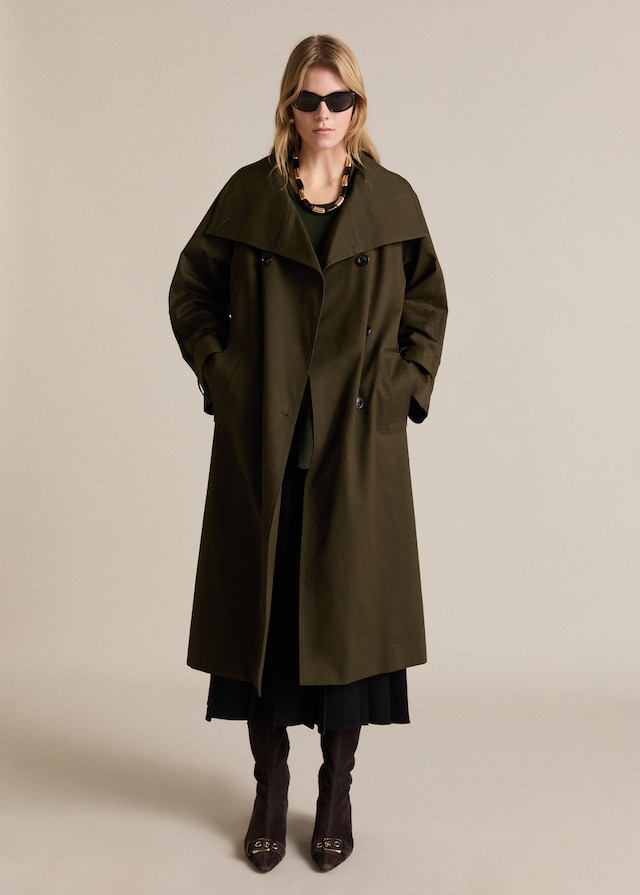 Mango Langer zweireihiger Trenchcoat Discount Store für neue Produkte