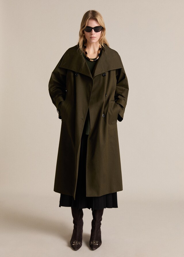 Mango Langer zweireihiger Trenchcoat Super Rabatt