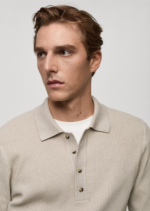 Mango Gerippter Pullover aus Baumwollgemisch mit Polo-Kragen Kostenloser Versand international