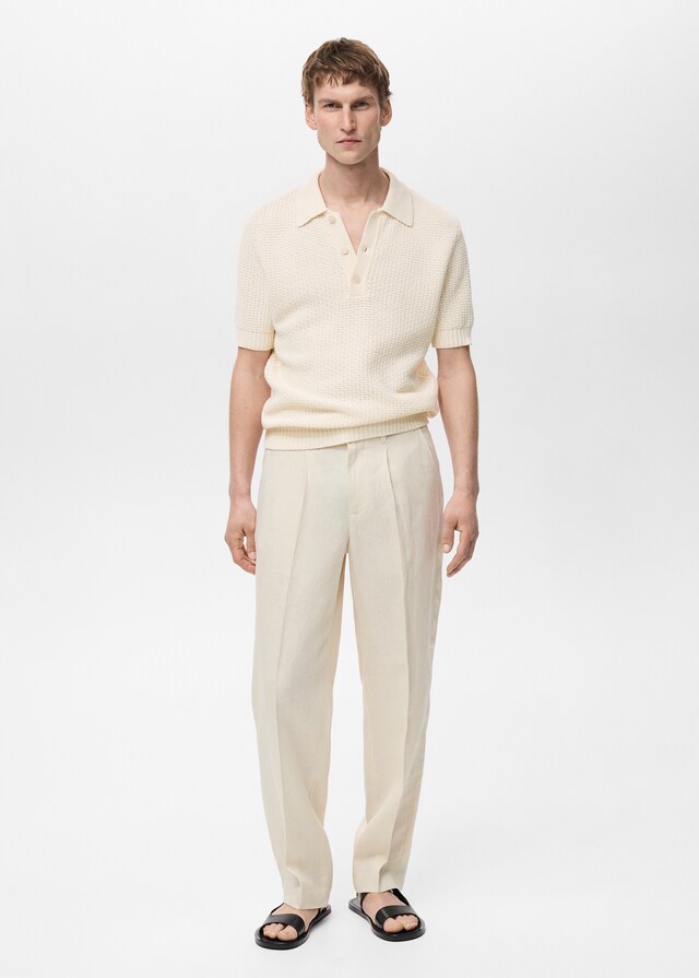 Mango Strick-Poloshirt aus Baumwolle mit Lochmuster Speichern exportieren