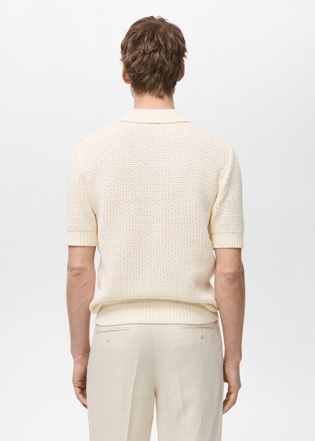 Mango Strick-Poloshirt aus Baumwolle mit Lochmuster Speichern exportieren
