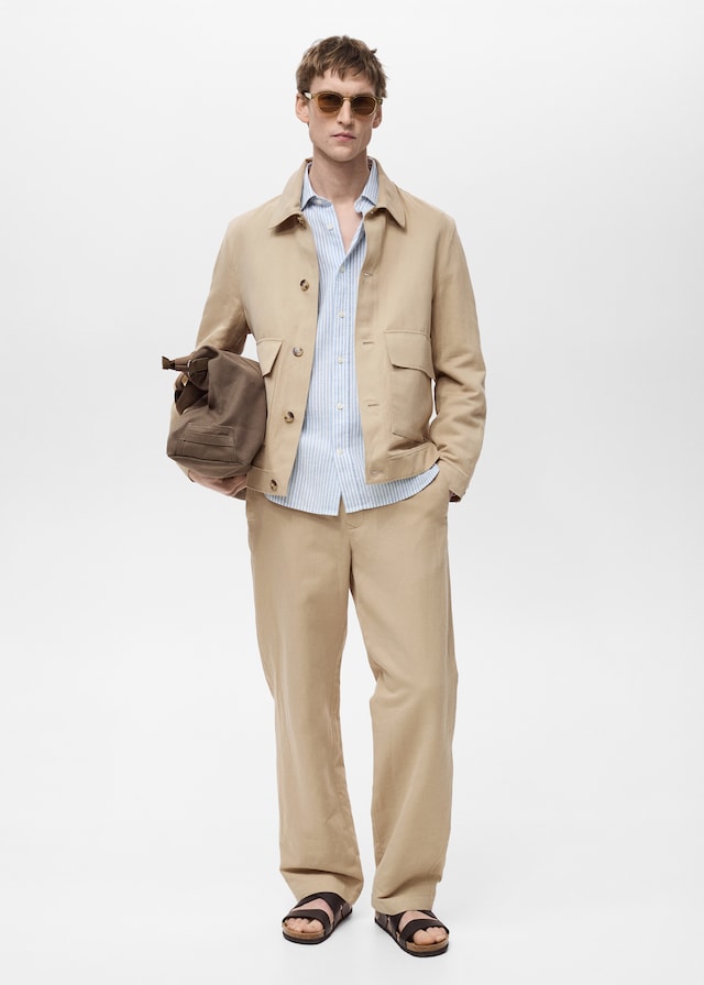 Mango Jacke aus Baumwoll-/Leinen-Mix mit Taschen 2025
