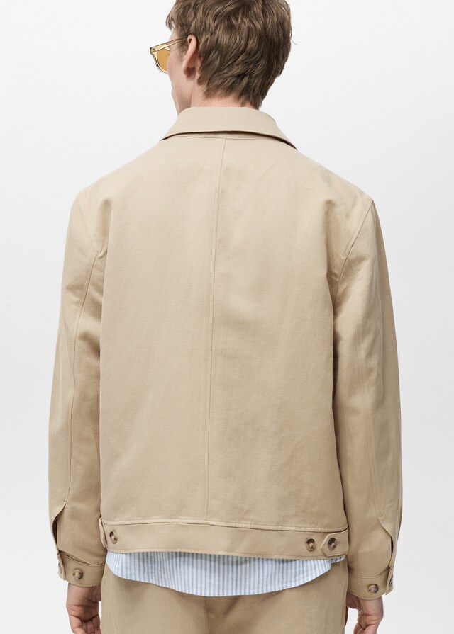 Mango Jacke aus Baumwoll-/Leinen-Mix mit Taschen 2025