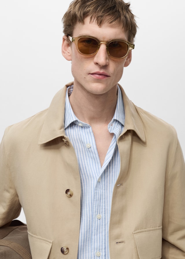 Mango Jacke aus Baumwoll-/Leinen-Mix mit Taschen 2025