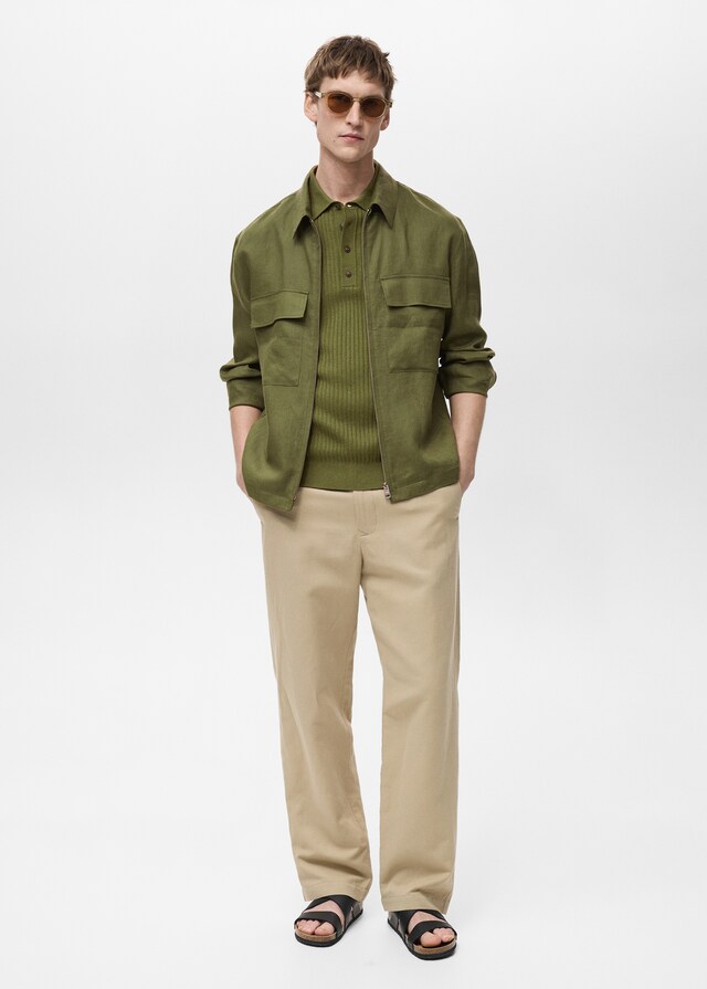 Mango Jacke aus 100 % Leinen mit Taschen Online