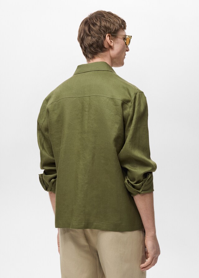 Mango Jacke aus 100 % Leinen mit Taschen Online