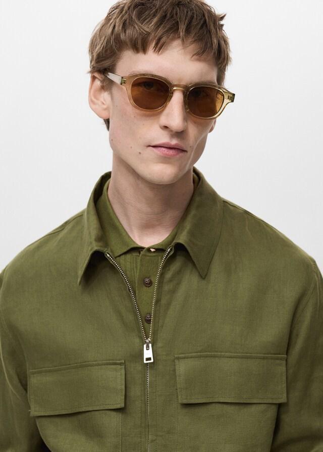 Mango Jacke aus 100 % Leinen mit Taschen Online