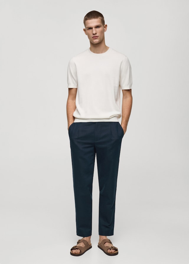Mango Slim Fit-Leinenhose mit Kordel Hotsell
