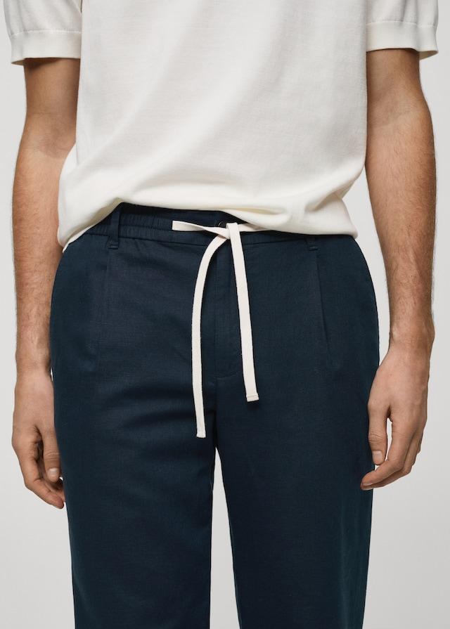 Mango Slim Fit-Leinenhose mit Kordel Hotsell