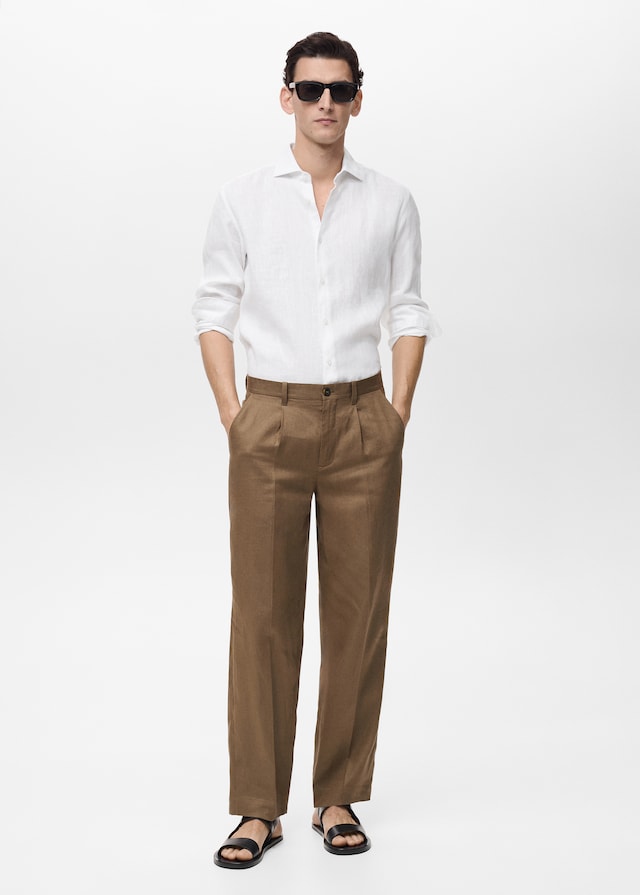 Mango Slim Fit-Hemd aus 100 % Leinen Fabrikverkauf
