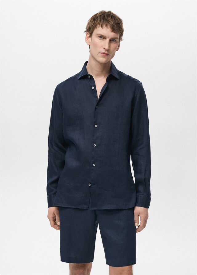 Mango Slim Fit-Hemd aus 100 % Leinen Meist gekauft