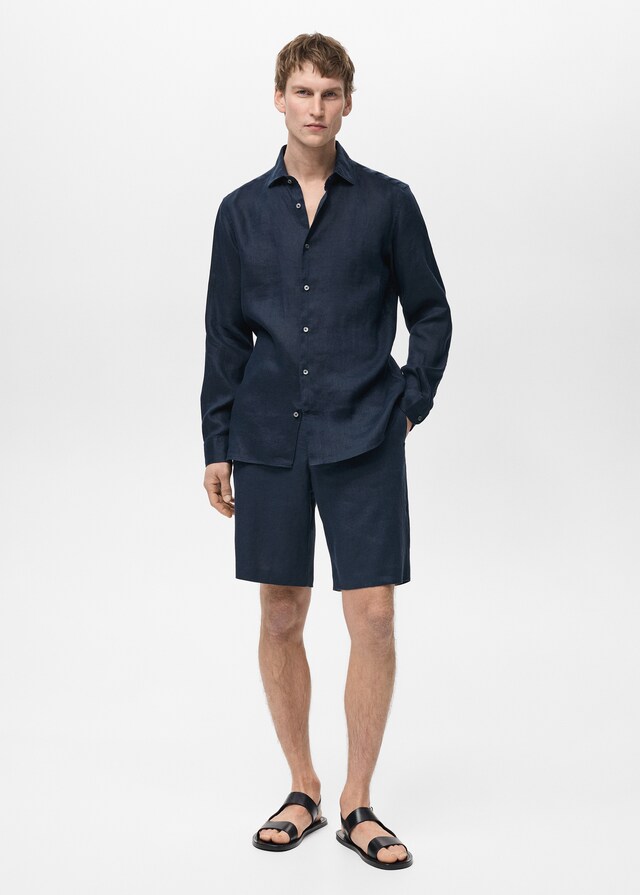 Mango Slim Fit-Hemd aus 100 % Leinen Meist gekauft