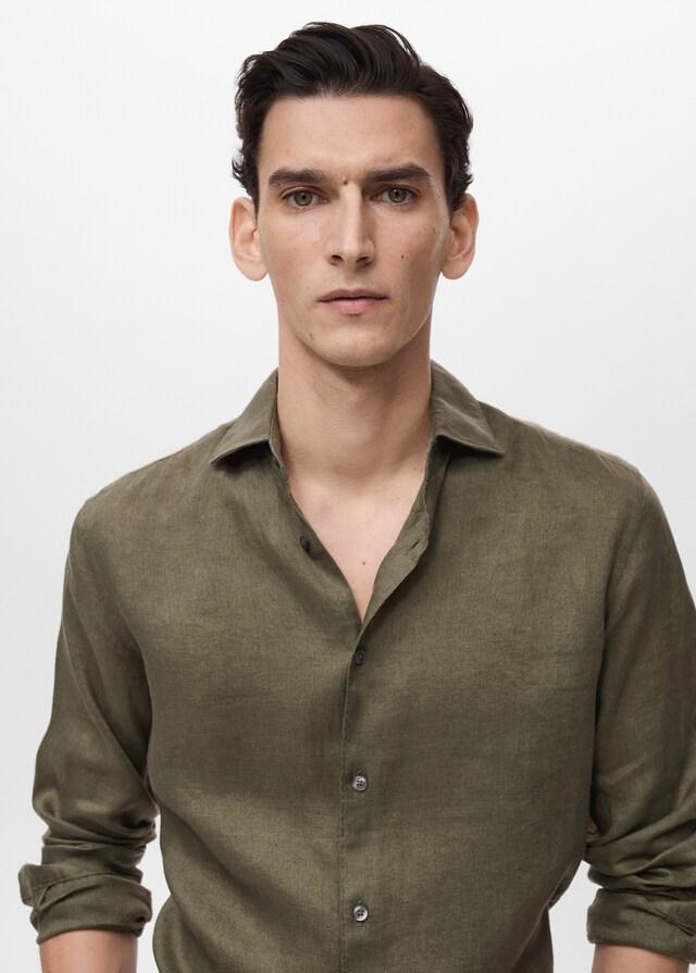 Mango Slim Fit-Hemd aus 100 % Leinen Limitierter Zeitrabatt