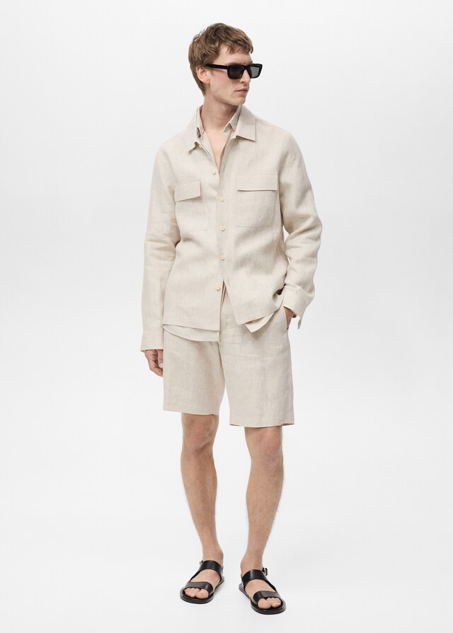 Mango Overshirt mit Taschen aus 100 % Leinen Sonderangebot