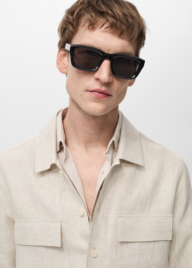 Mango Overshirt mit Taschen aus 100 % Leinen Sonderangebot