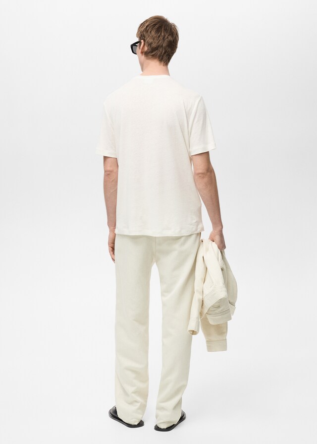 Mango Slim-Fit-T-Shirt aus Leinen Großer Ausverkauf