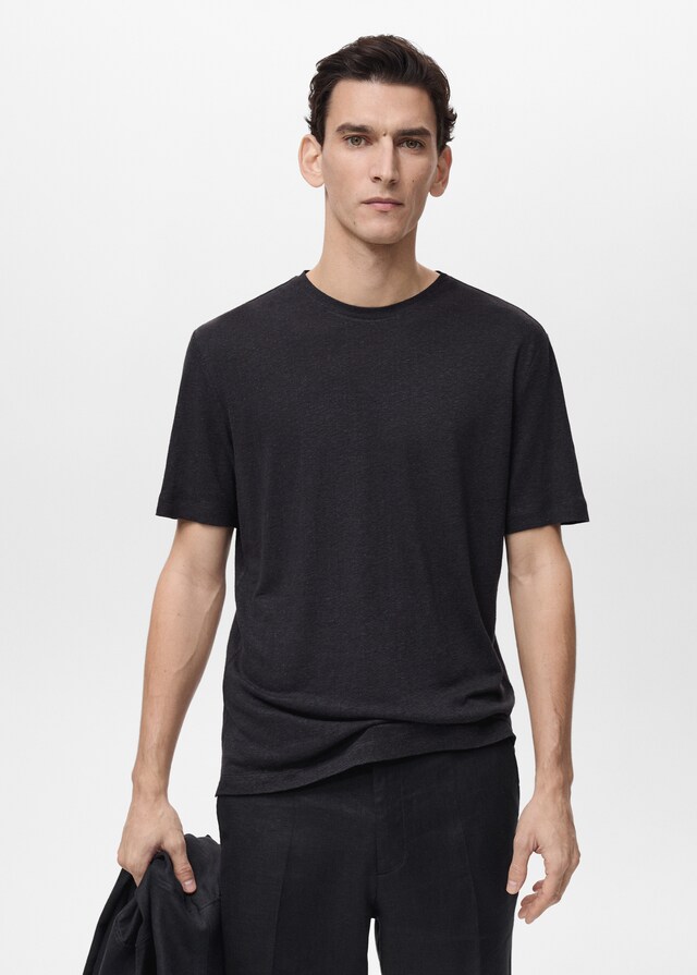 Mango Slim-Fit-T-Shirt aus Leinen