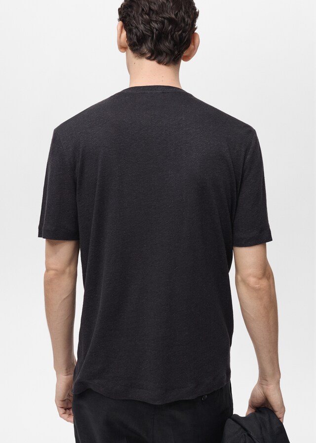 Mango Slim-Fit-T-Shirt aus Leinen Flash Sale