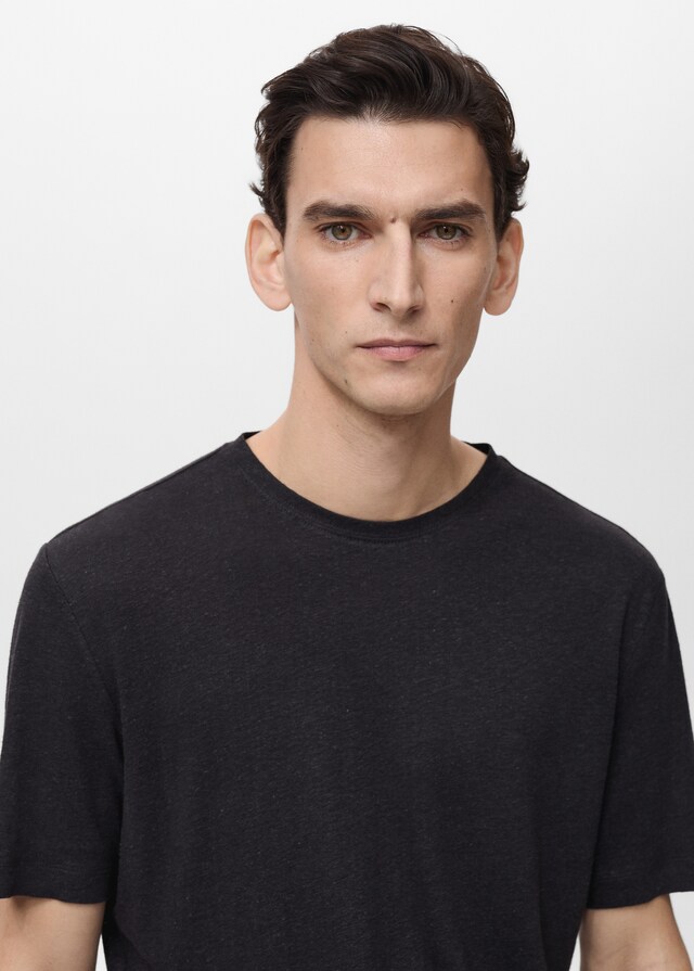 Mango Slim-Fit-T-Shirt aus Leinen Flash Sale