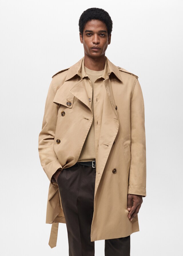 Mango Wasserabweisender Trenchcoat mit Gürtel Preisnachlass