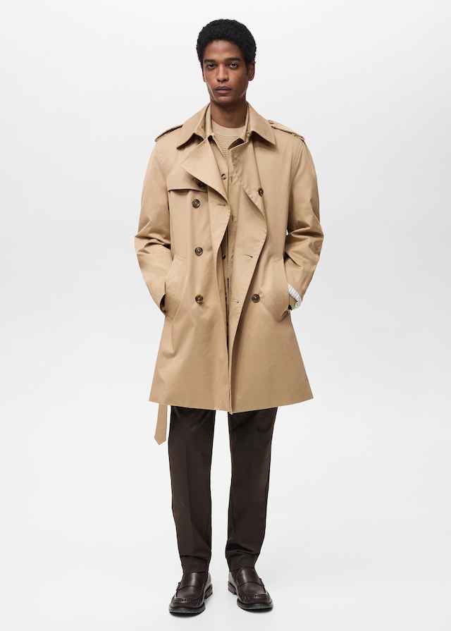 Mango Wasserabweisender Trenchcoat mit Gürtel Preisnachlass