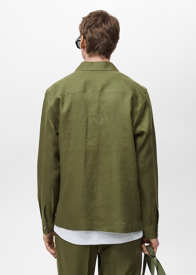 Mango Overshirt mit Taschen aus 100 % Leinen Vatertagsangebot