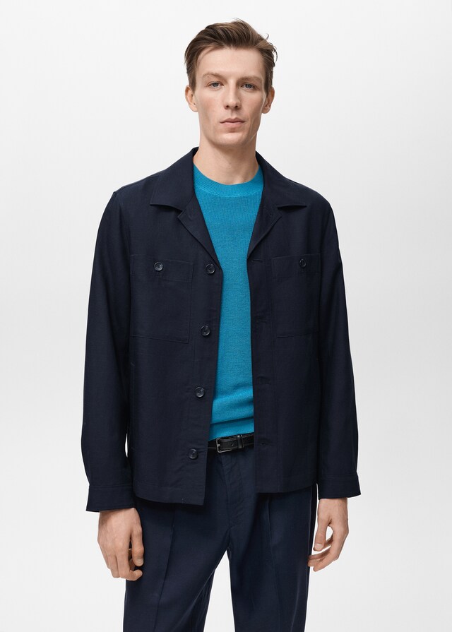 Mango Overshirt aus Lyocell-/Leinengemisch mit Taschen Valentinstagsangebot