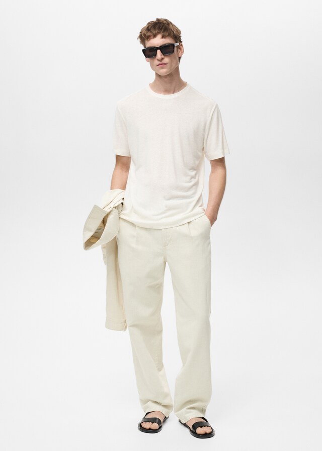 Mango Jeans Baumwolle Leinen Falten regular fit Online Outlet