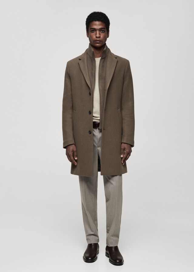 Mango Wollmantel mit abnehmbarem Kragen Neueste Stile