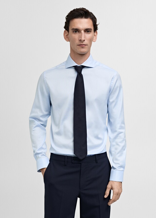 Mango Slim Fit-Oberhemd aus Baumwoll-Popeline Flash Sale